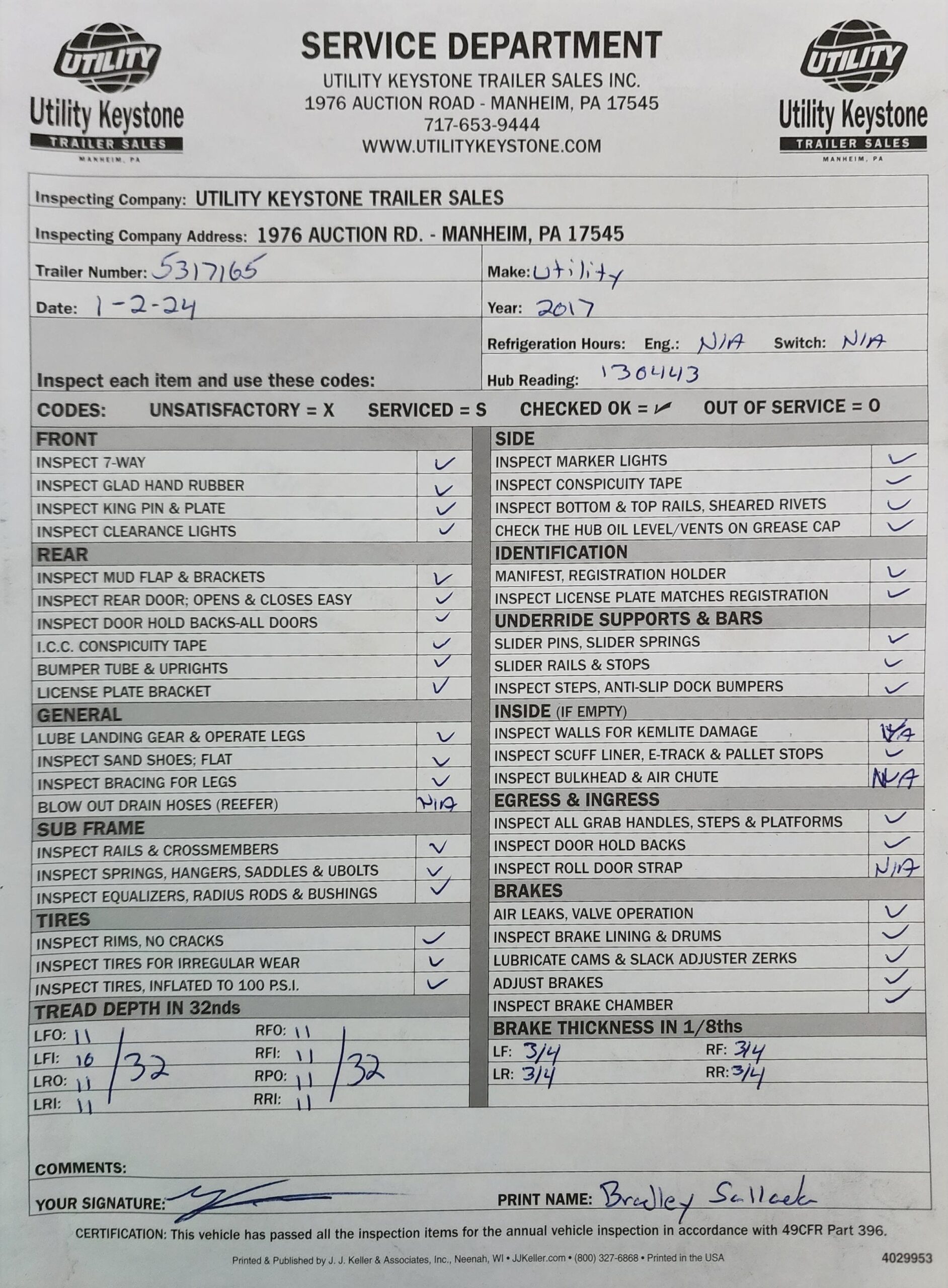 2017 53′ x 102″ Utility – Dry Van