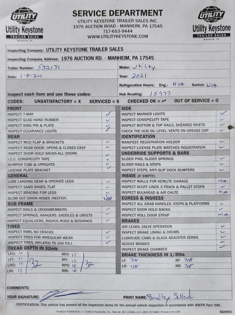 2021 53′ x 102″ Utility – Dry Van